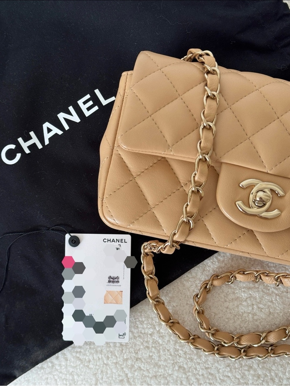 authentic CHANEL mini flap bag in beige excellent condition